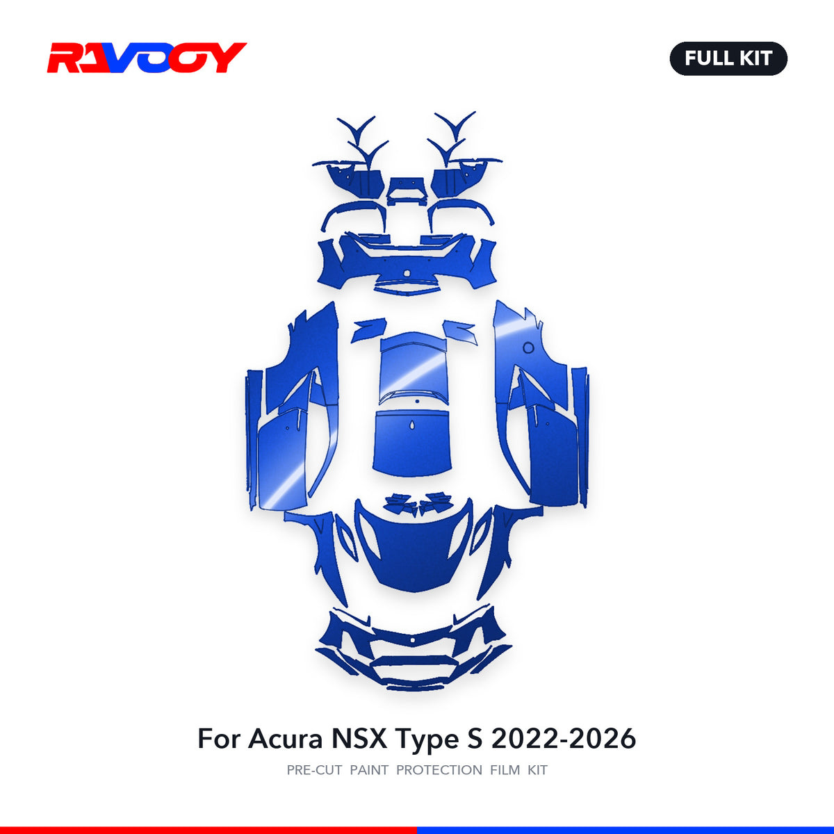 Full vehicle PPF pattern for 2022-2026 Acura NSX Type S