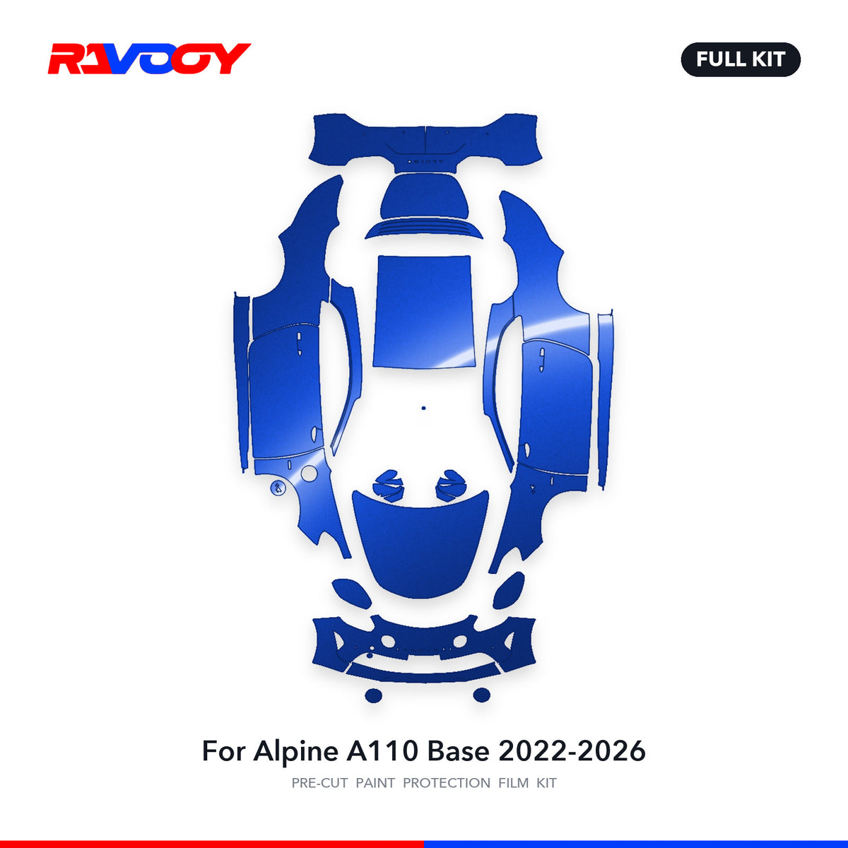 Full vehicle PPF pattern for 2022-2026 Alpine A110 Base