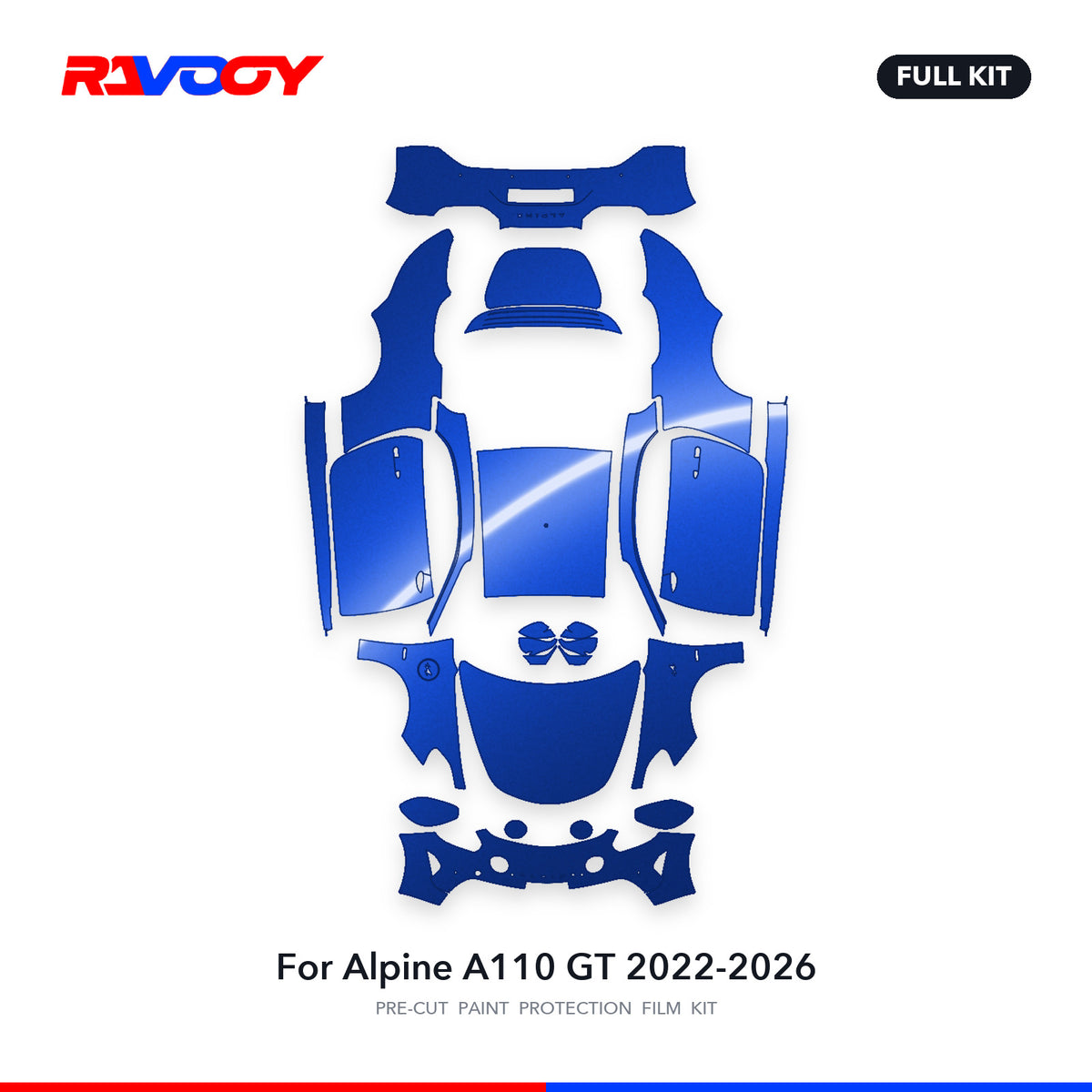 Full vehicle PPF pattern for 2022-2026 Alpine A110 GT