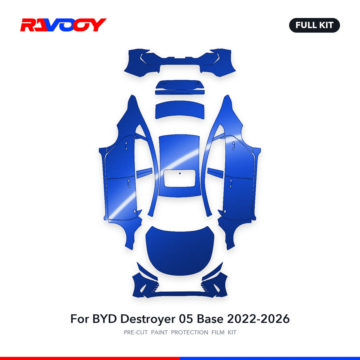 Full vehicle PPF pattern for 2022-2026 BYD Destroyer 05 Base