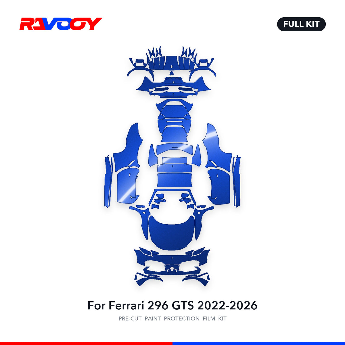 Full vehicle PPF pattern for 2022-2026 Ferrari 296 GTS