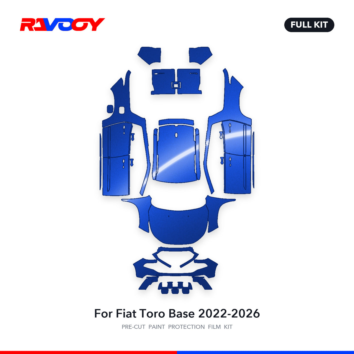 Full vehicle PPF pattern for 2022-2026 Fiat Toro Base