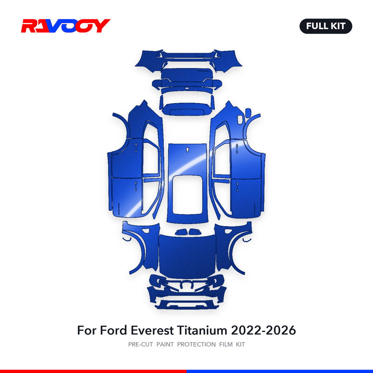 Full vehicle PPF pattern for 2022-2026 Ford Everest Titanium