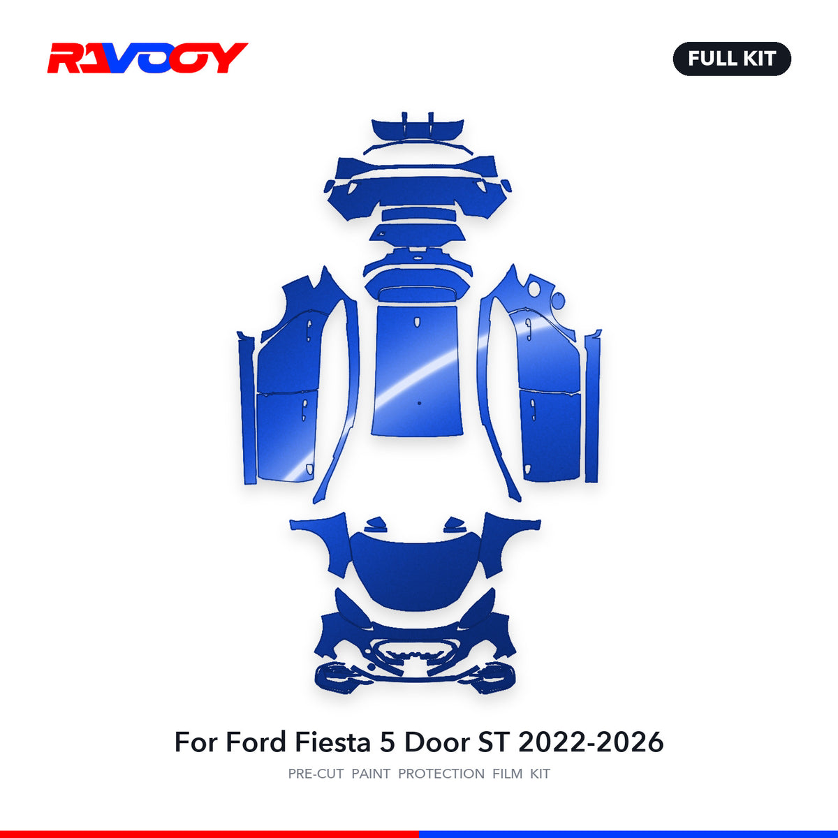 Full vehicle PPF pattern for 2022-2026 Ford Fiesta 5 Door ST