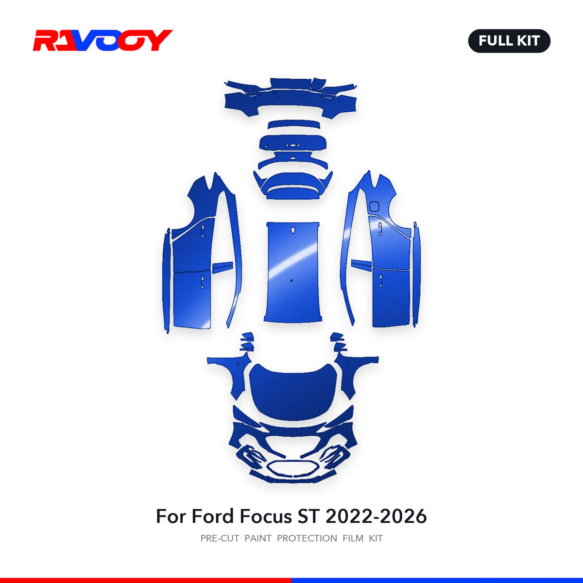 Full vehicle PPF pattern for 2022-2026 Ford Focus ST
