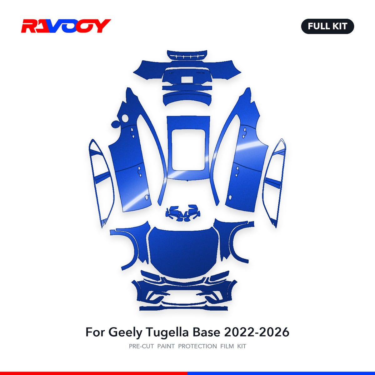 Full vehicle PPF pattern for 2022-2026 Geely Tugella Base