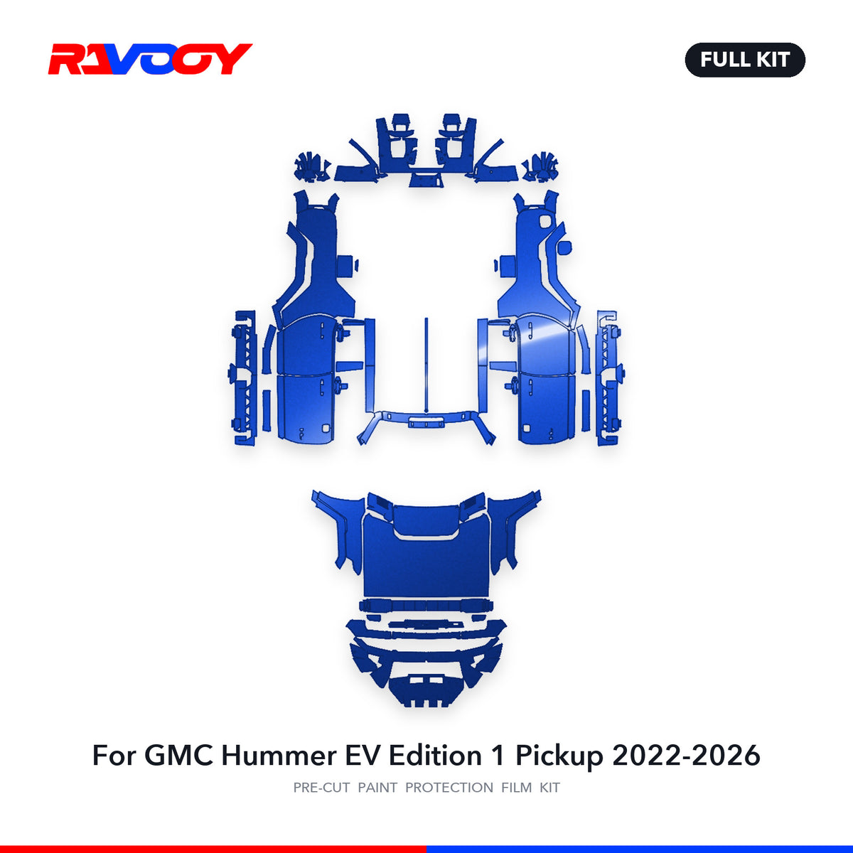 Full vehicle PPF pattern for 2022-2026 GMC Hummer EV Edition 1 Pickup