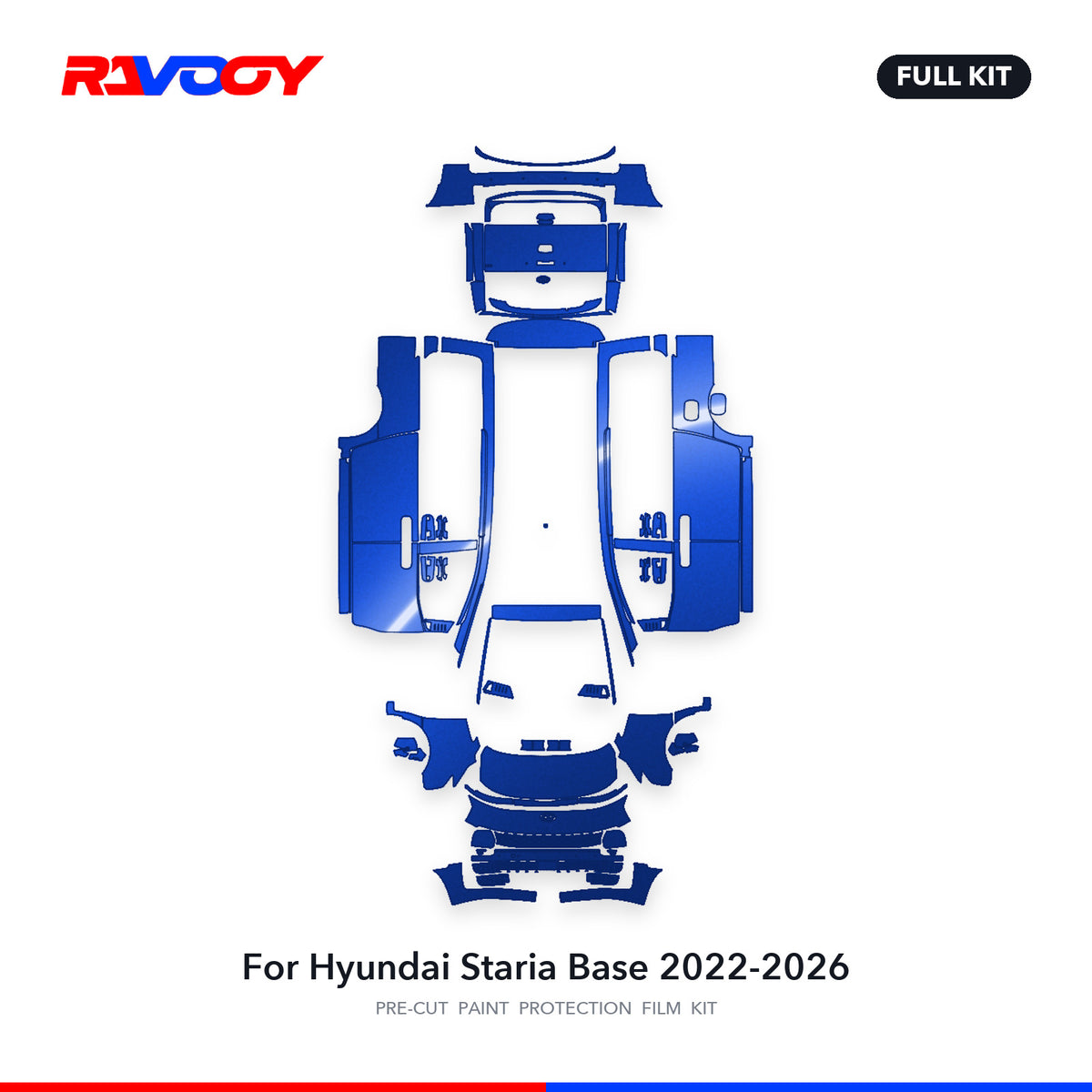Full vehicle PPF pattern for 2022-2026 Hyundai Staria Base