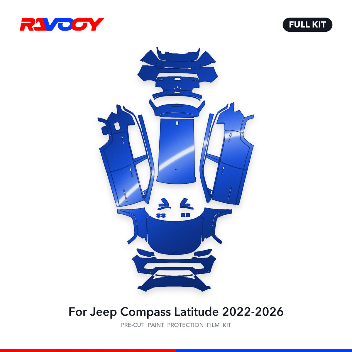 Full vehicle PPF pattern for 2022-2026 Jeep Compass Latitude