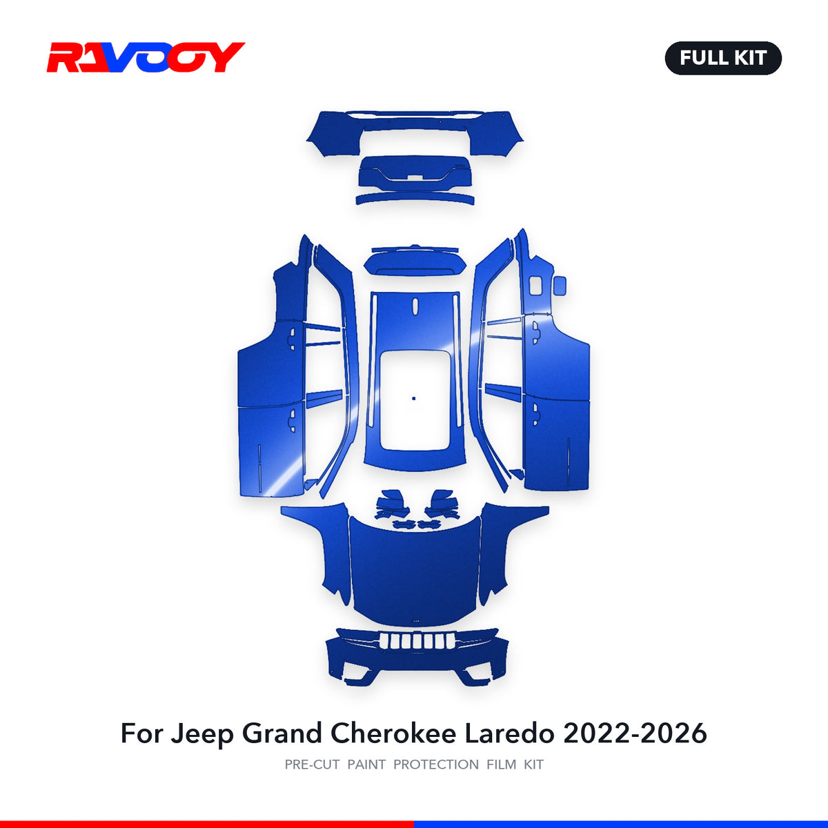 Full vehicle PPF pattern for 2022-2026 Jeep Grand Cherokee Laredo