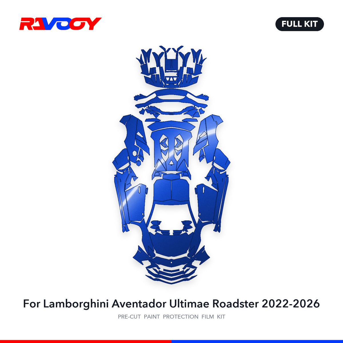 Full vehicle PPF pattern for 2022-2026 Lamborghini Aventador Ultimae Roadster