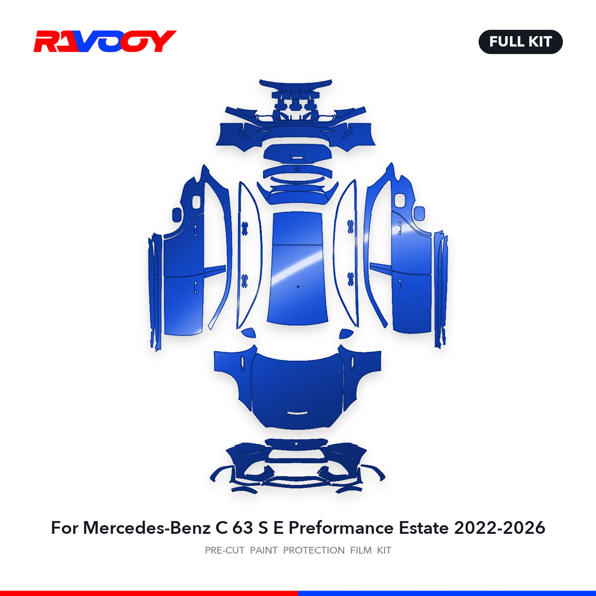 Full vehicle PPF pattern for 2022-2026 Mercedes-Benz C 63 S E Preformance Estate