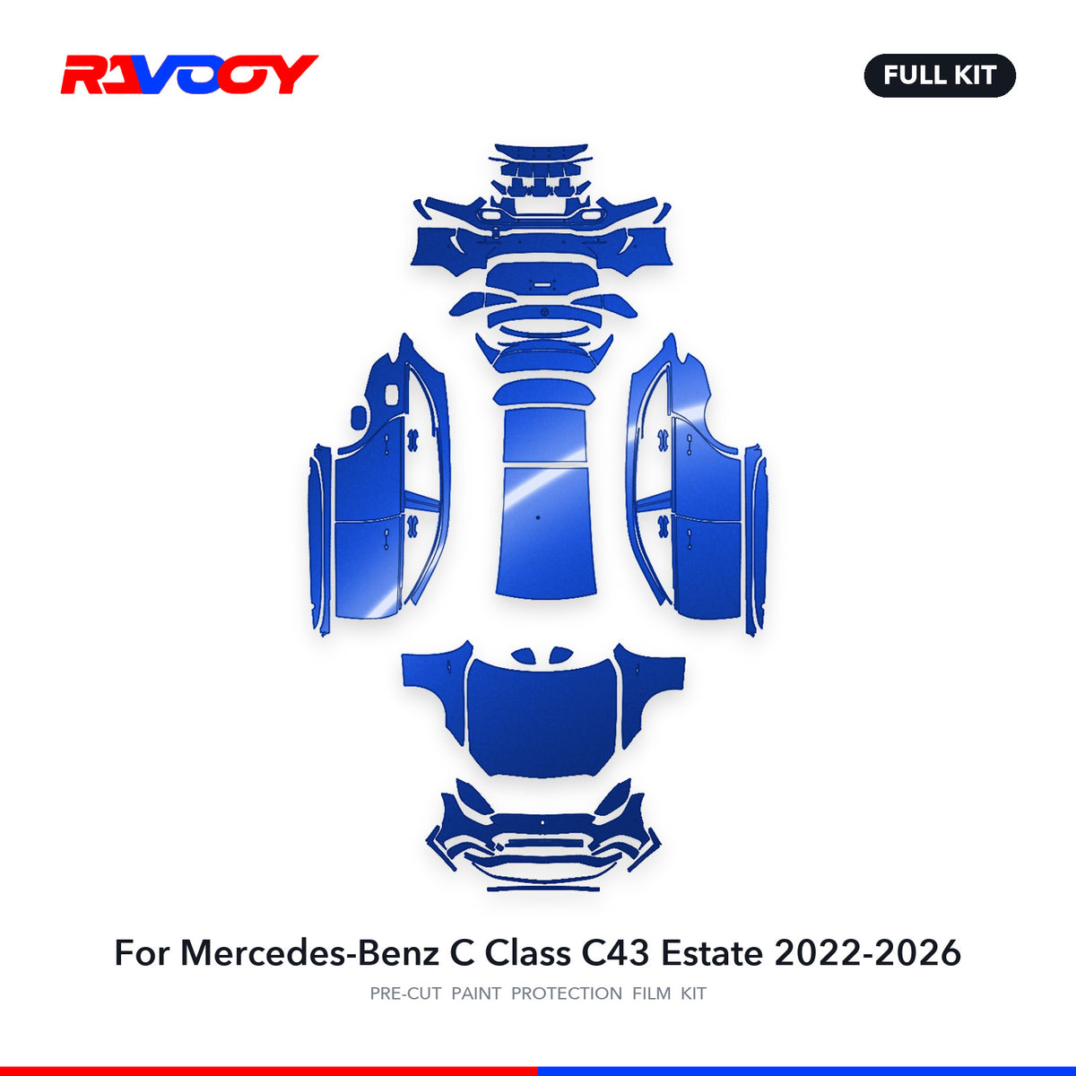Full vehicle PPF pattern for 2022-2026 Mercedes-Benz C Class C43 Estate