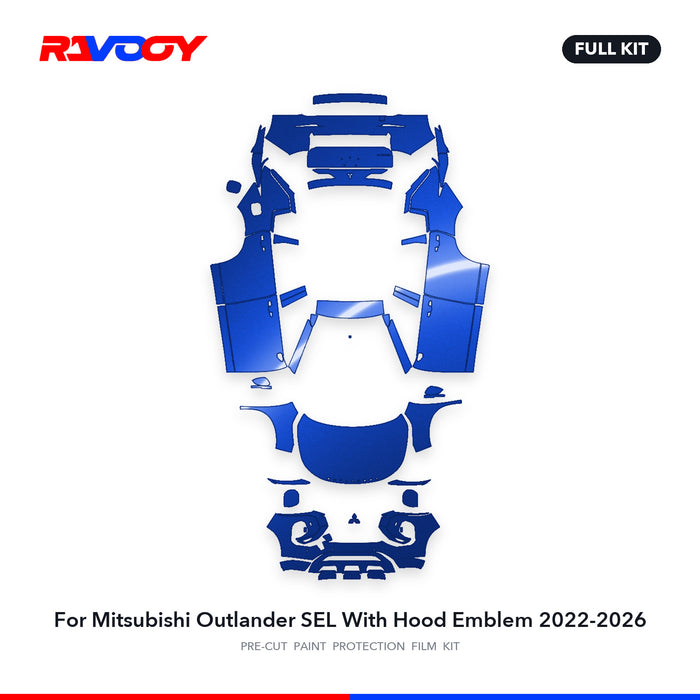 Full vehicle PPF pattern for 2022-2026 Mitsubishi Outlander SEL With Hood Emblem