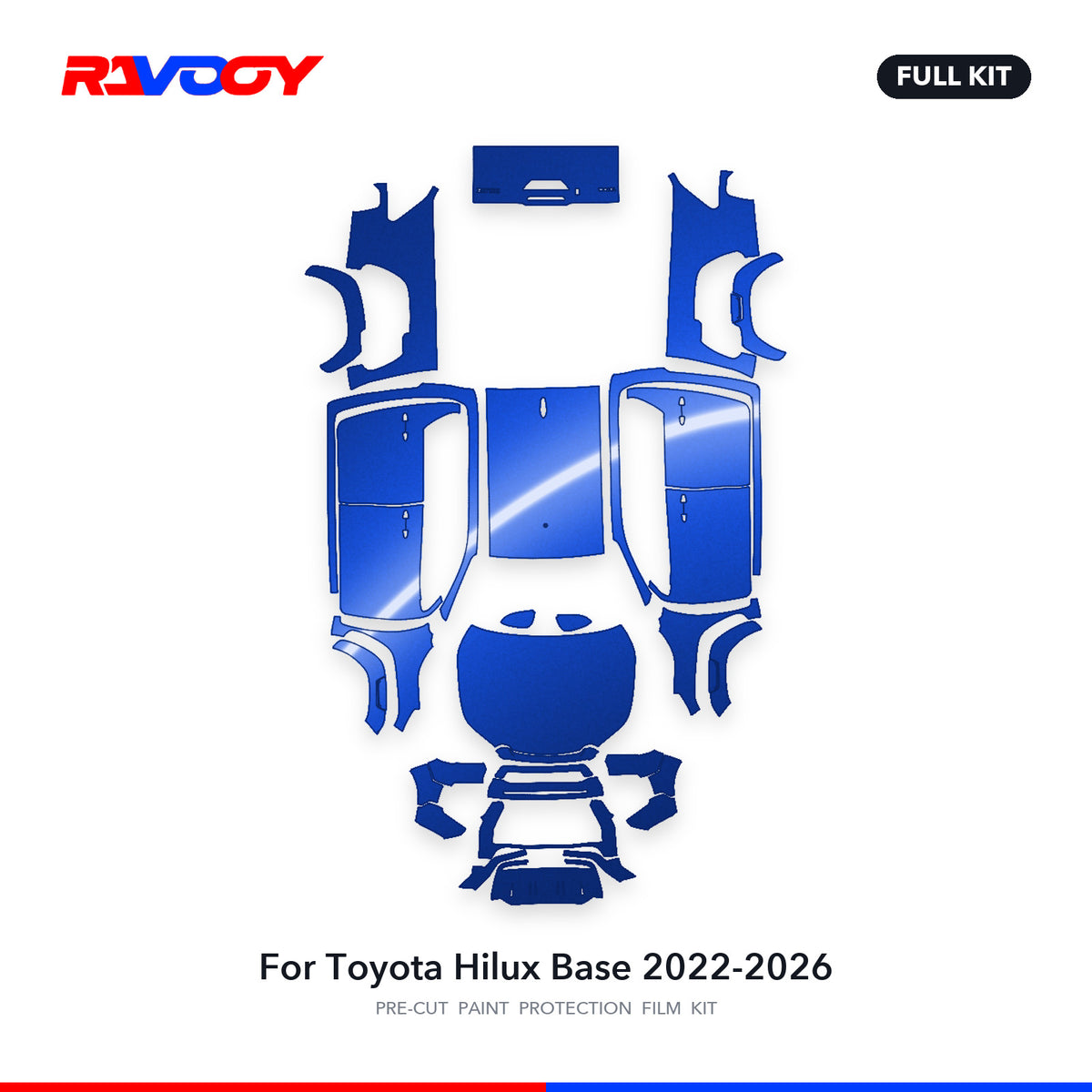 Full vehicle PPF pattern for 2022-2026 Toyota Hilux Base