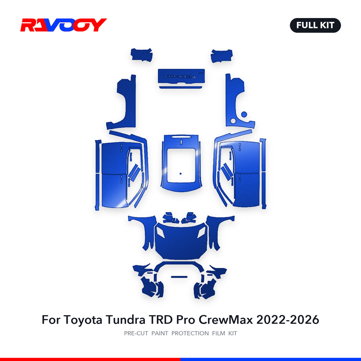 Full vehicle PPF pattern for 2022-2026 Toyota Tundra TRD Pro CrewMax