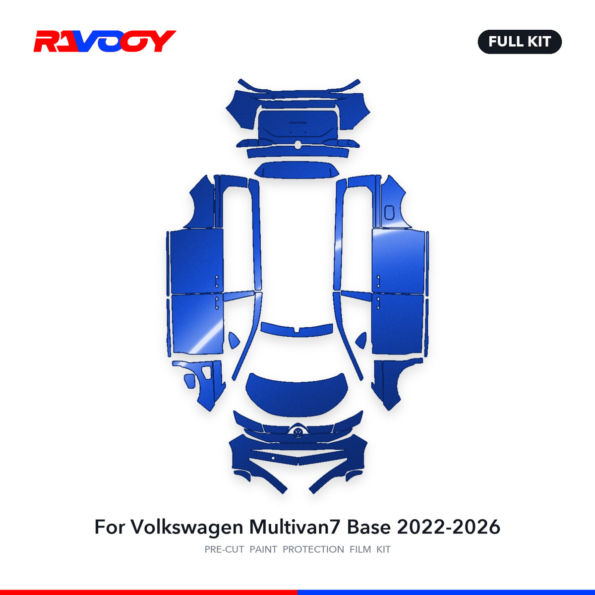 Full vehicle PPF pattern for 2022-2026 Volkswagen Multivan7 Base