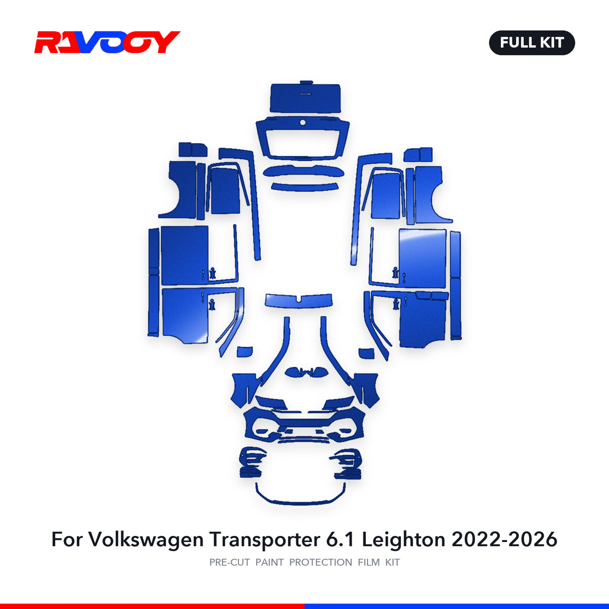 Full vehicle PPF pattern for 2022-2026 Volkswagen Transporter 6.1 Leighton