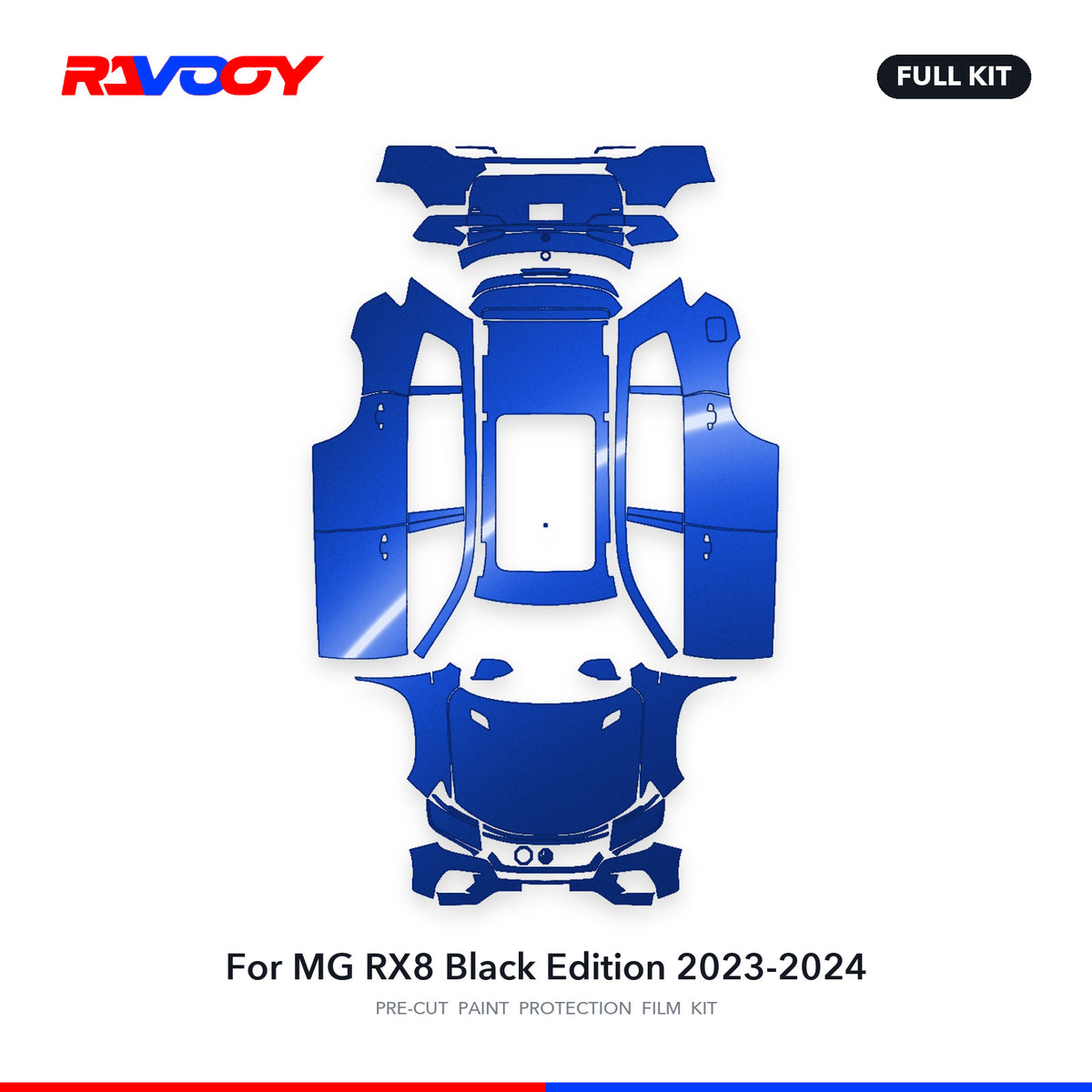 Full vehicle PPF pattern for 2023-2024 MG RX8 Black Edition