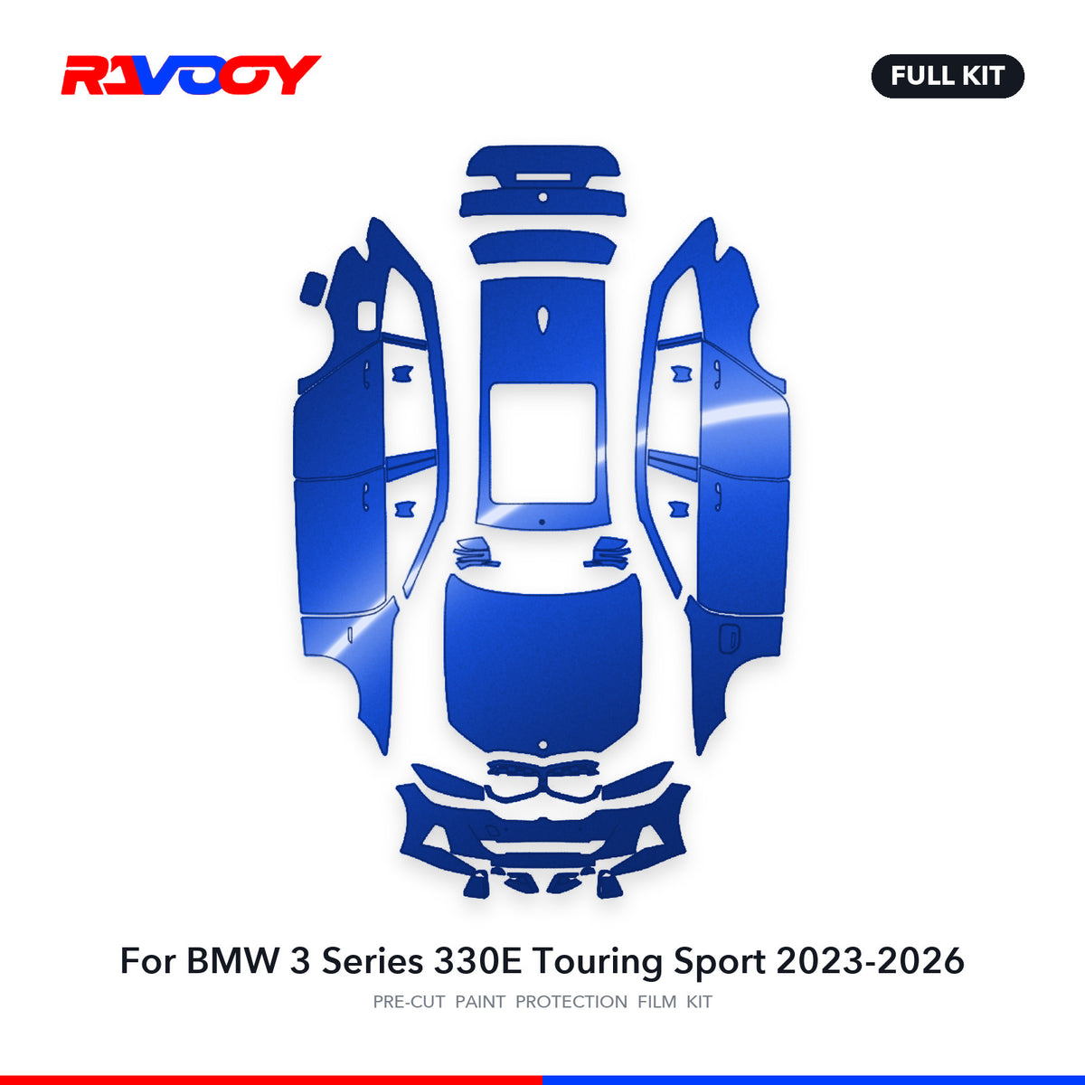 Full vehicle PPF pattern for 2023-2026 BMW 3 Series 330E Touring Sport