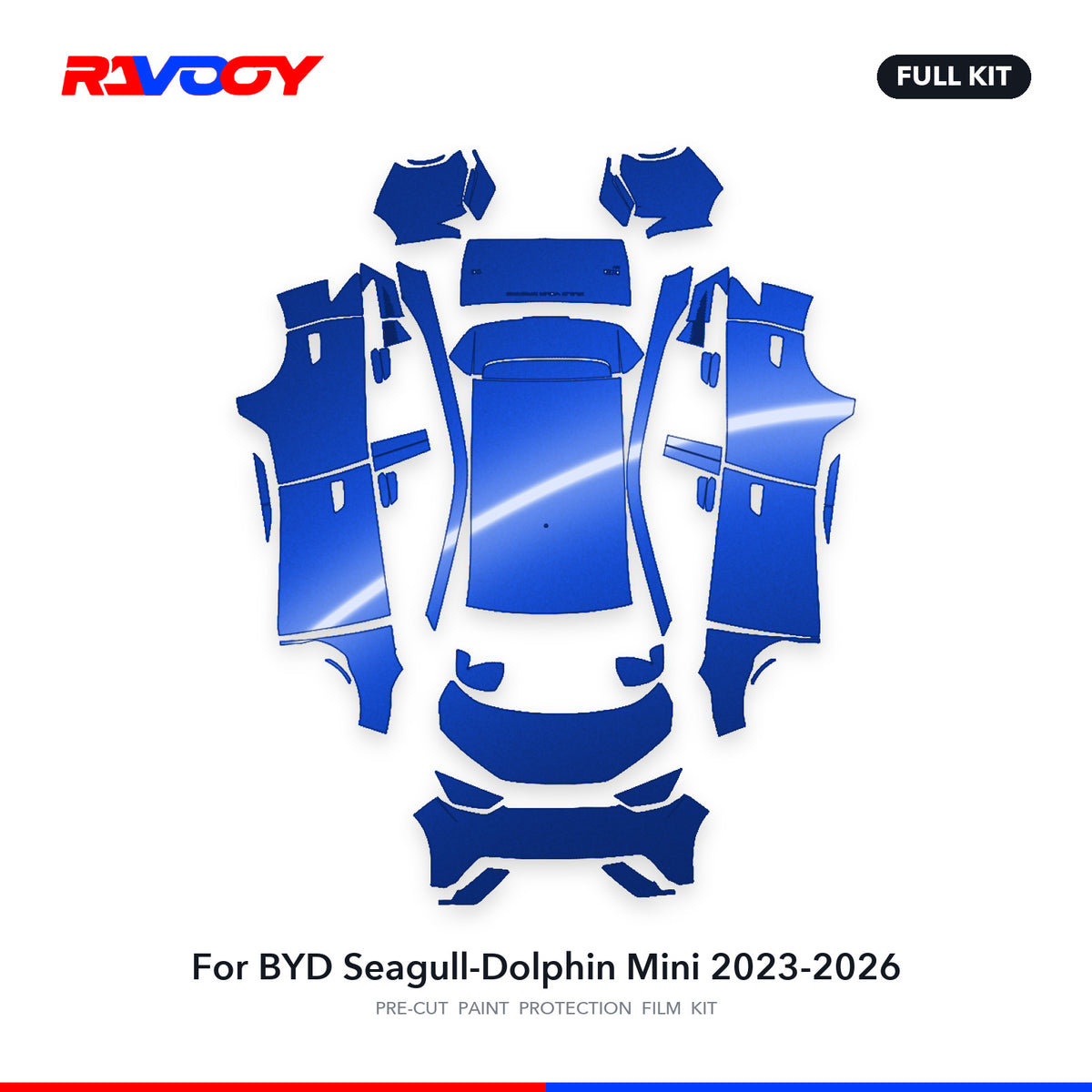 Full vehicle PPF pattern for 2023-2026 BYD Seagull-Dolphin Mini