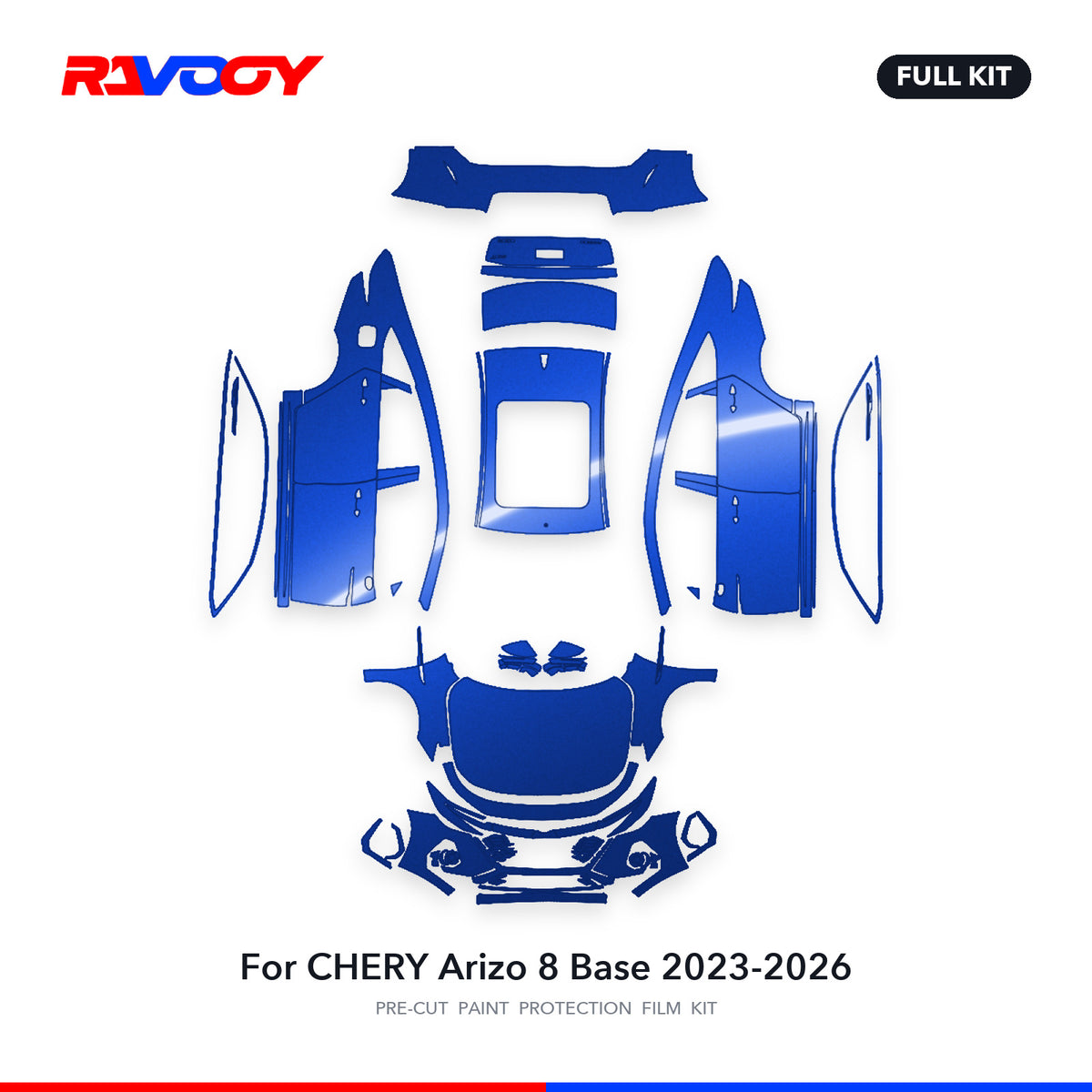 Full vehicle PPF pattern for 2023-2026 CHERY Arizo 8 Base