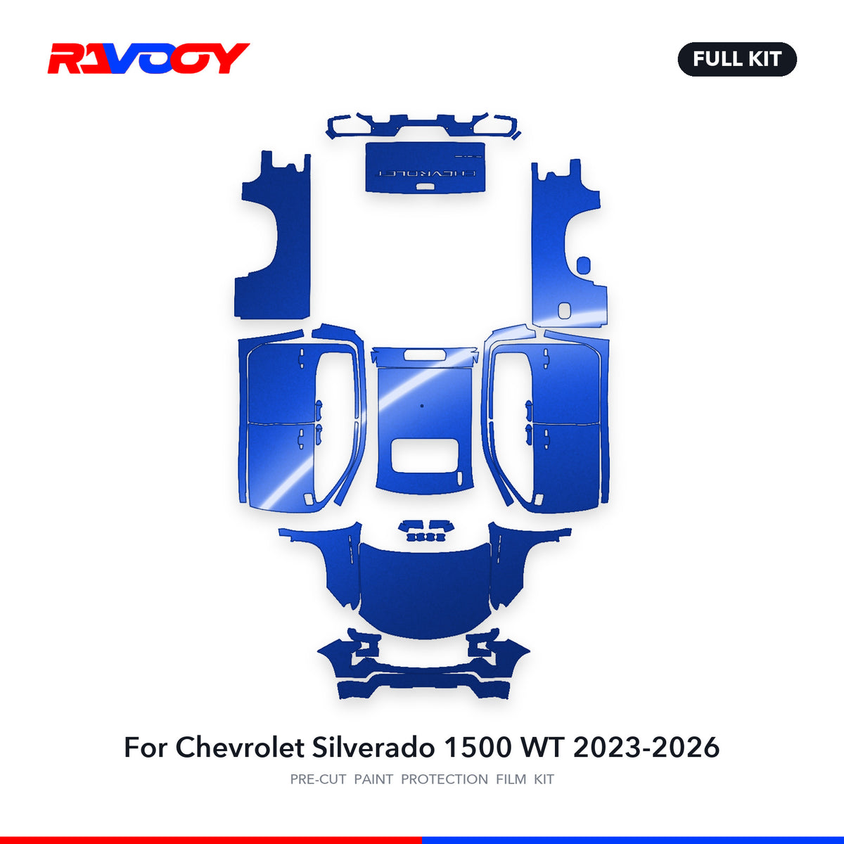 Full vehicle PPF pattern for 2023-2026 Chevrolet Silverado 1500 WT