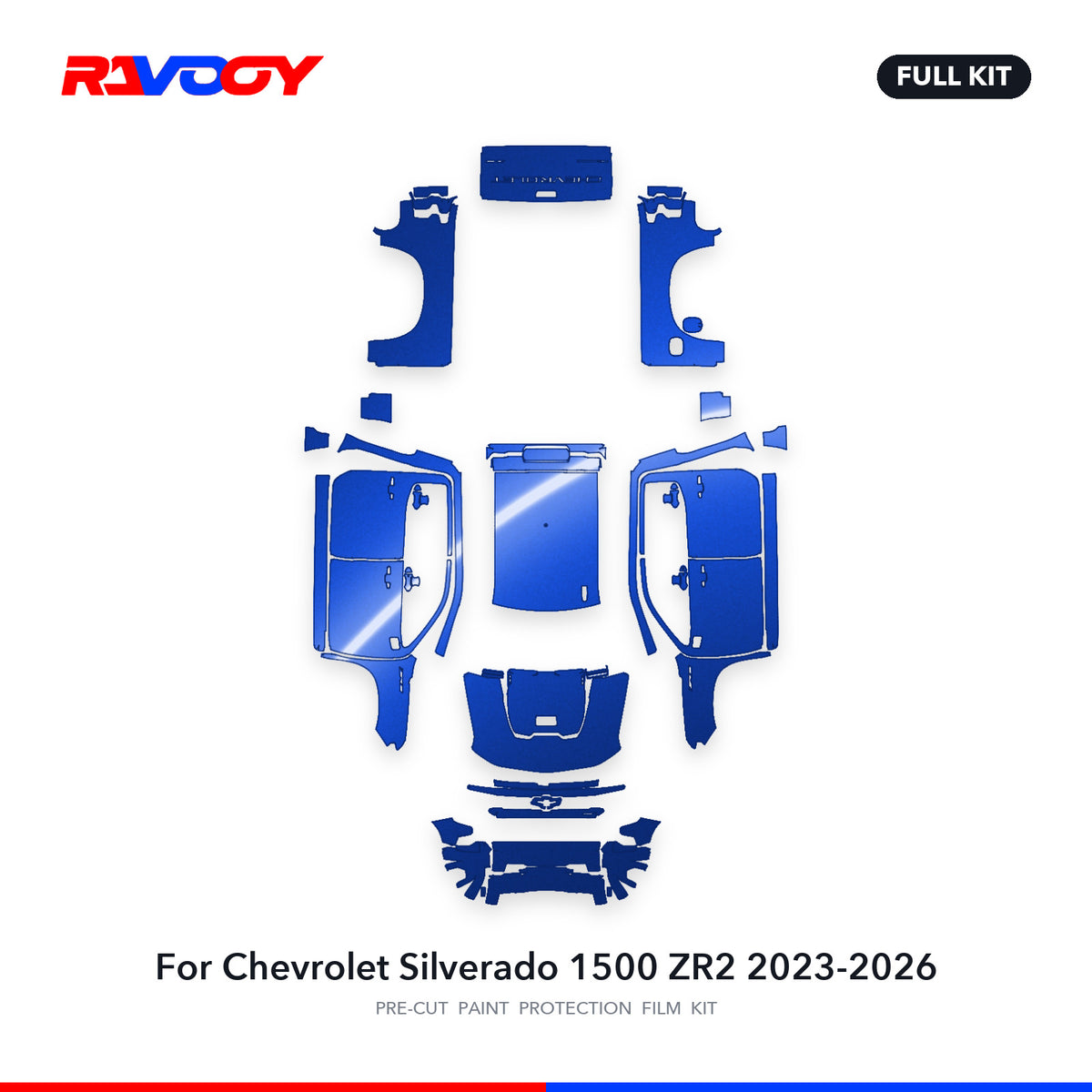 Full vehicle PPF pattern for 2023-2026 Chevrolet Silverado 1500 ZR2