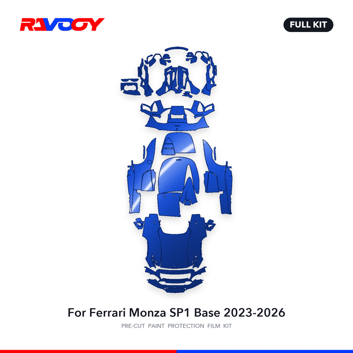 Full vehicle PPF pattern for 2023-2026 Ferrari Monza SP1 Base