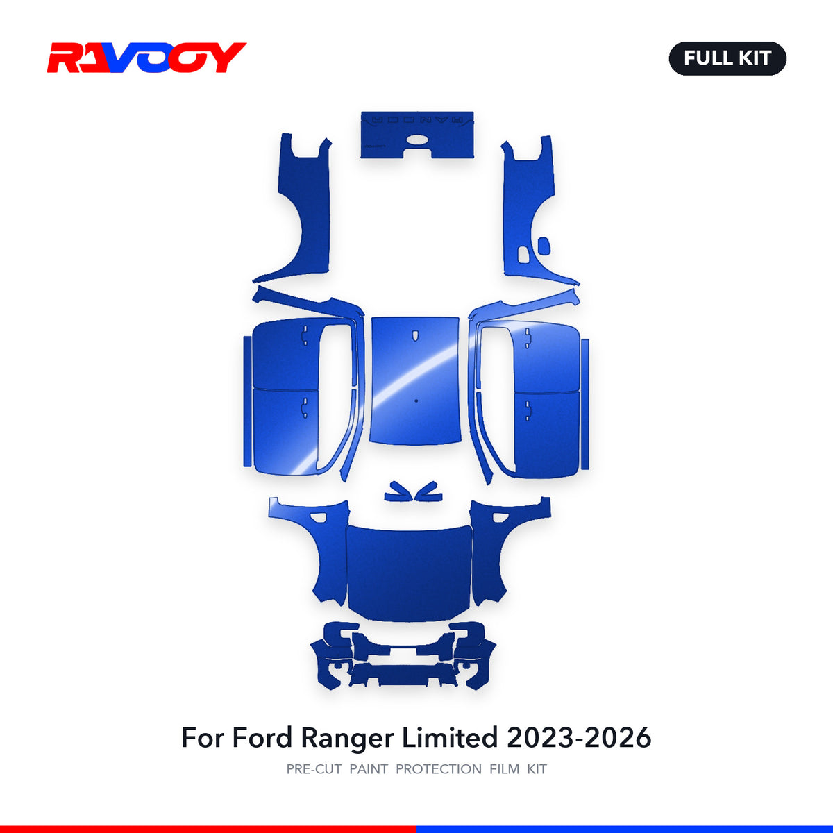 Full vehicle PPF pattern for 2023-2026 Ford Ranger Limited