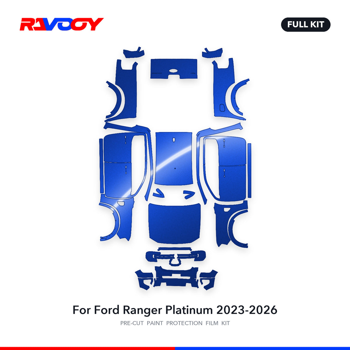 Full vehicle PPF pattern for 2023-2026 Ford Ranger Platinum