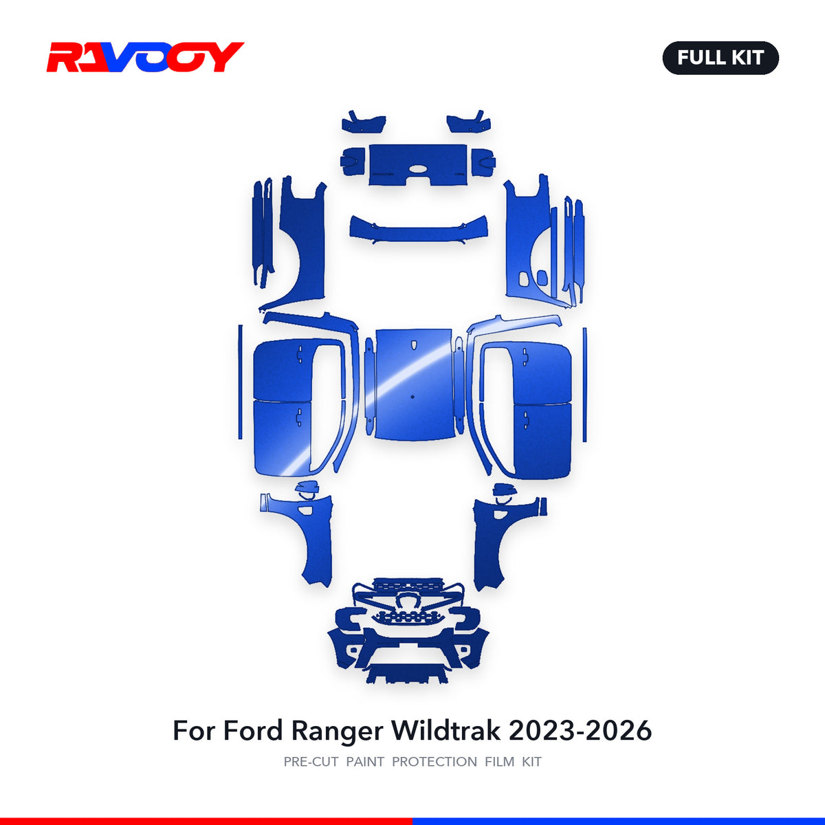 Full vehicle PPF pattern for 2023-2026 Ford Ranger Wildtrak