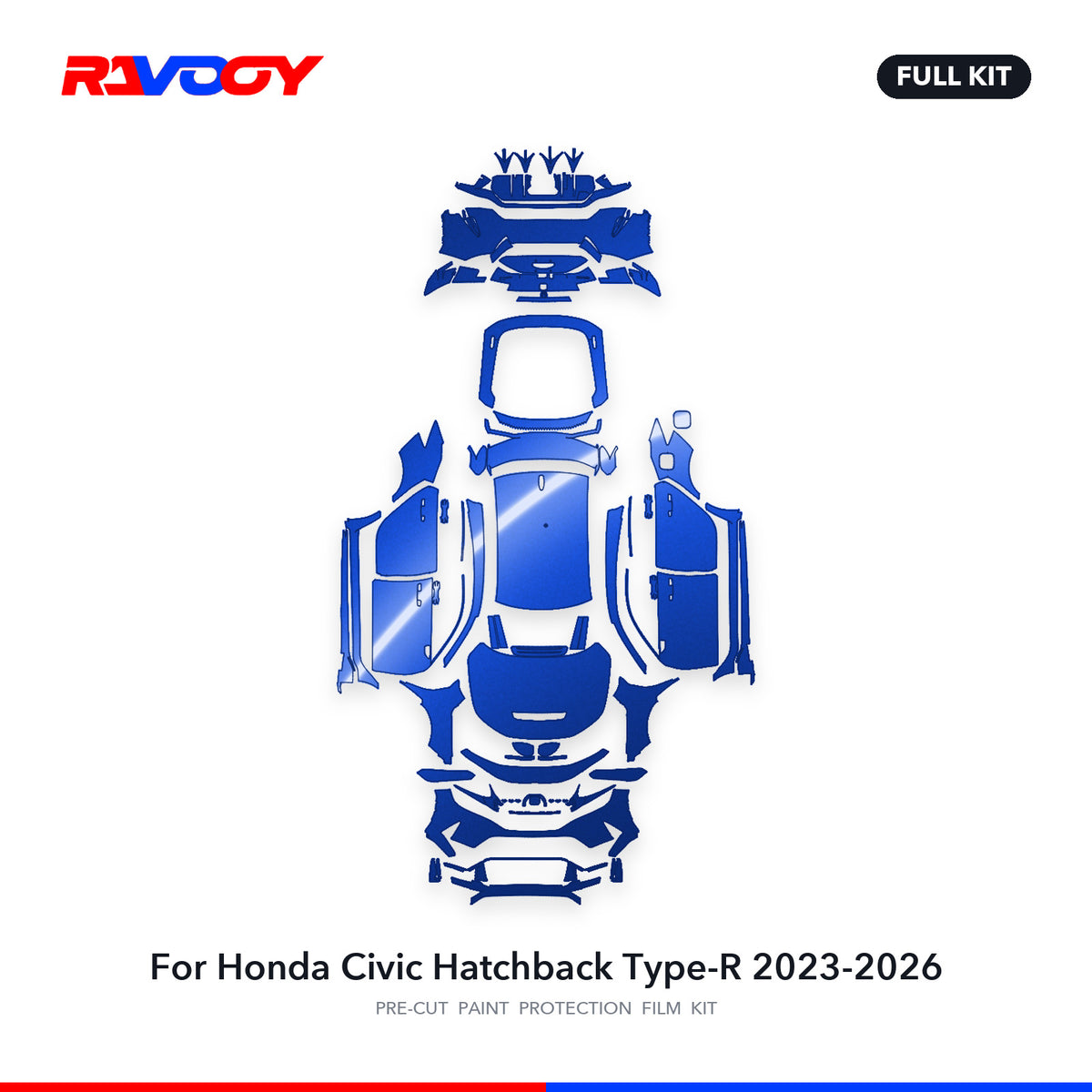 Full vehicle PPF pattern for 2023-2026 Honda Civic Hatchback Type-R