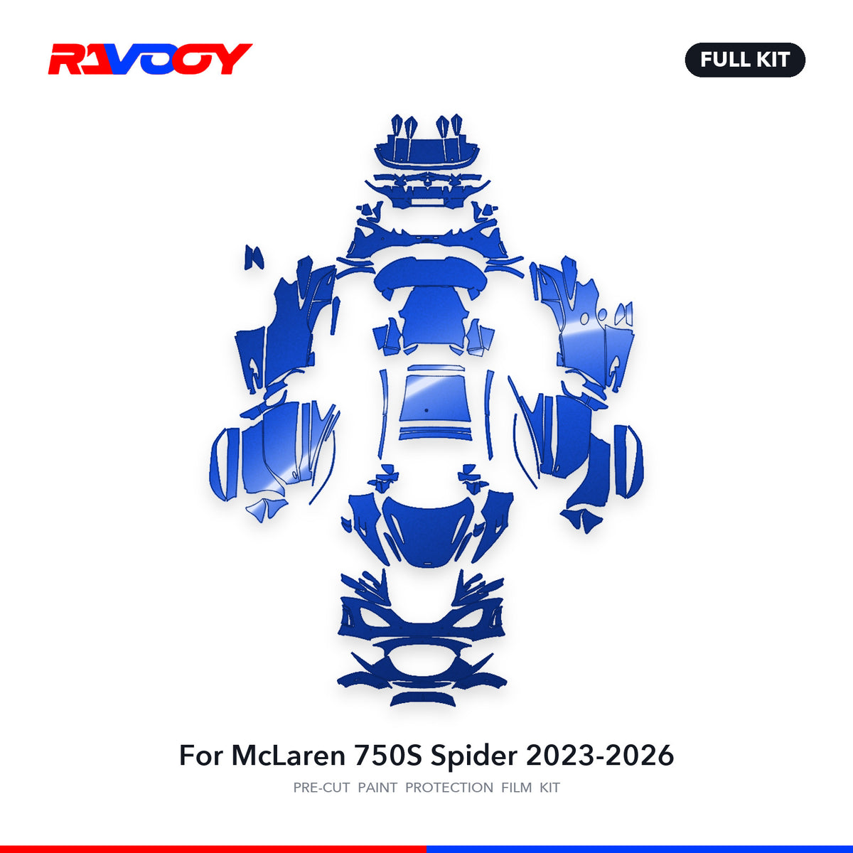Full vehicle PPF pattern for 2023-2026 McLaren 750S Spider