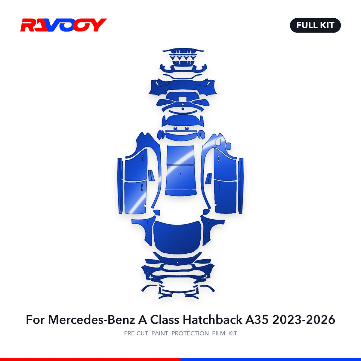 Full vehicle PPF pattern for 2023-2026 Mercedes-Benz A Class Hatchback A35