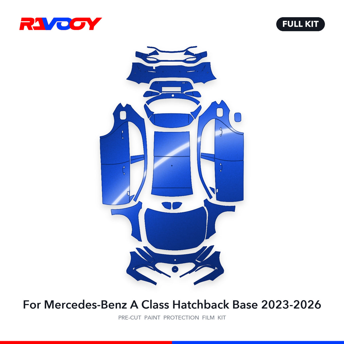 Full vehicle PPF pattern for 2023-2026 Mercedes-Benz A Class Hatchback Base