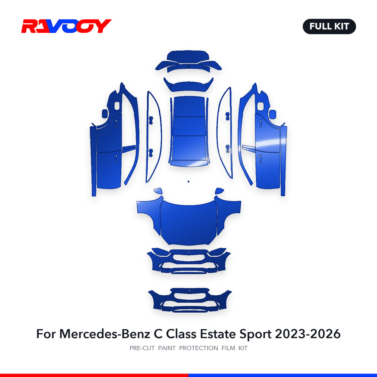 Full vehicle PPF pattern for 2023-2026 Mercedes-Benz C Class Estate Sport