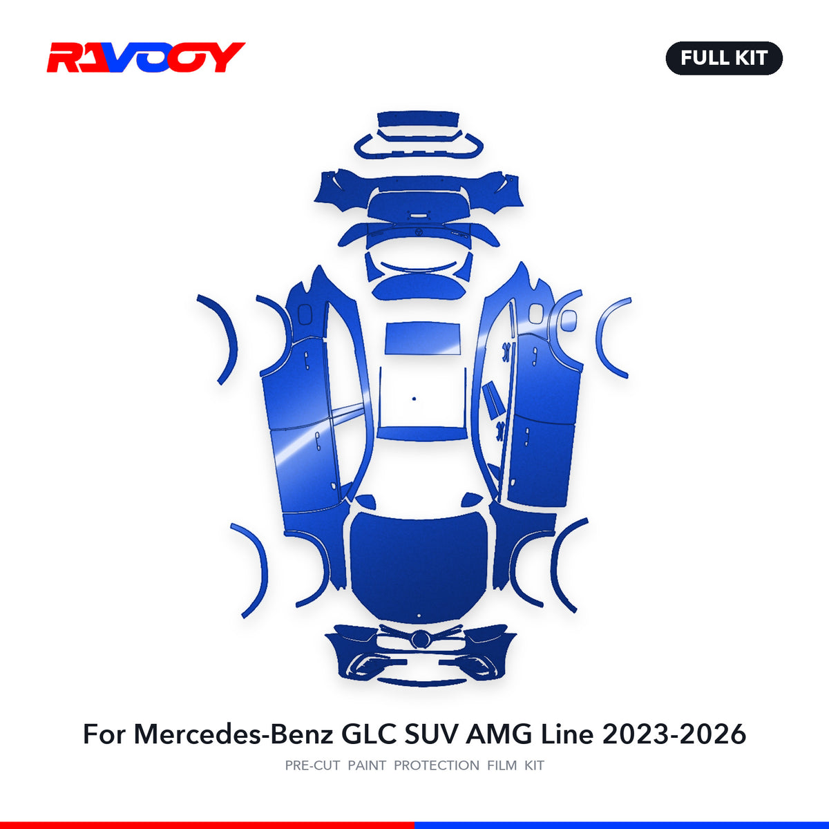 Full vehicle PPF pattern for 2023-2026 Mercedes-Benz GLC SUV AMG Line