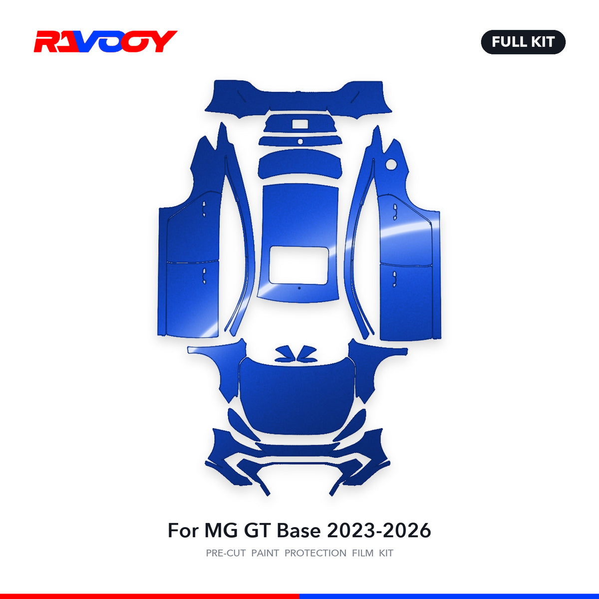Full vehicle PPF pattern for 2023-2026 MG GT Base