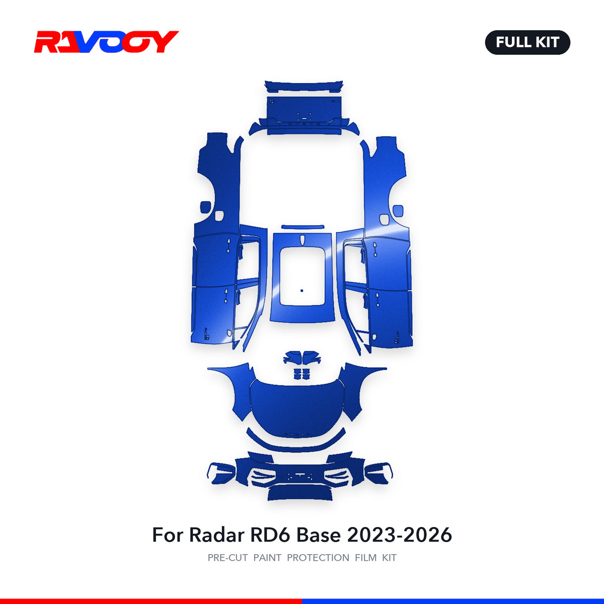 Full vehicle PPF pattern for 2023-2026 Radar RD6 Base