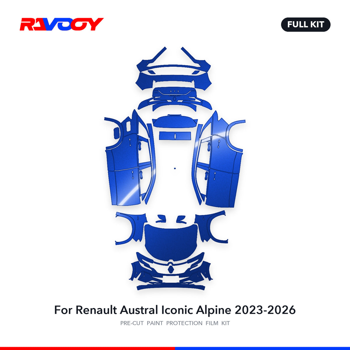 Full vehicle PPF pattern for 2023-2026 Renault Austral Iconic Alpine