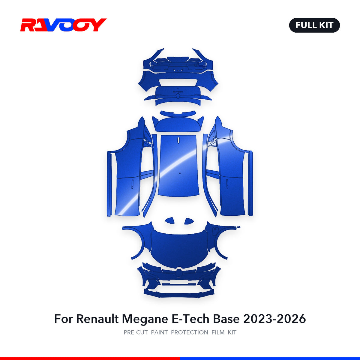 Full vehicle PPF pattern for 2023-2026 Renault Megane E-Tech Base