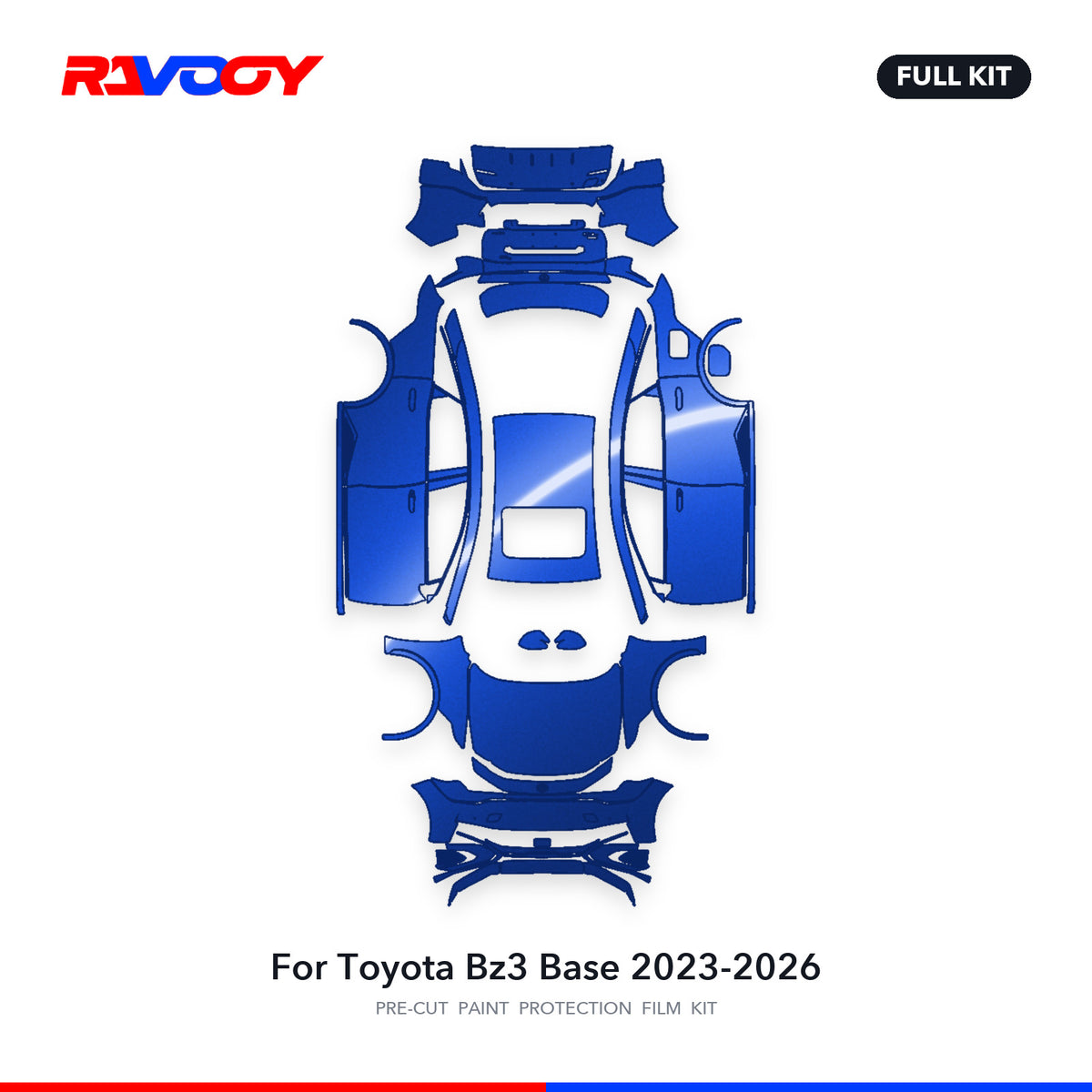 Full vehicle PPF pattern for 2023-2026 Toyota Bz3 Base
