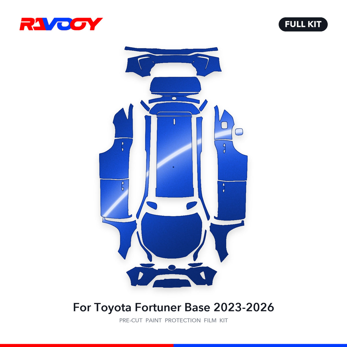 Full vehicle PPF pattern for 2023-2026 Toyota Fortuner Base
