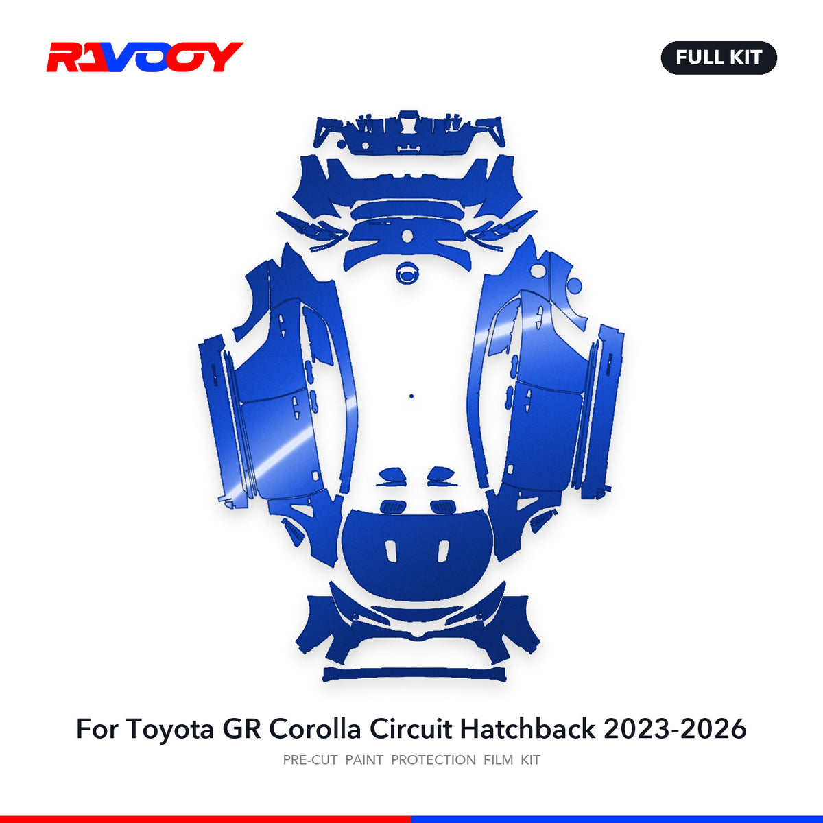 Full vehicle PPF pattern for 2023-2026 Toyota GR Corolla Circuit Hatchback