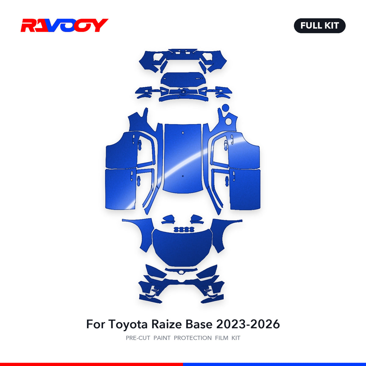 Full vehicle PPF pattern for 2023-2026 Toyota Raize Base