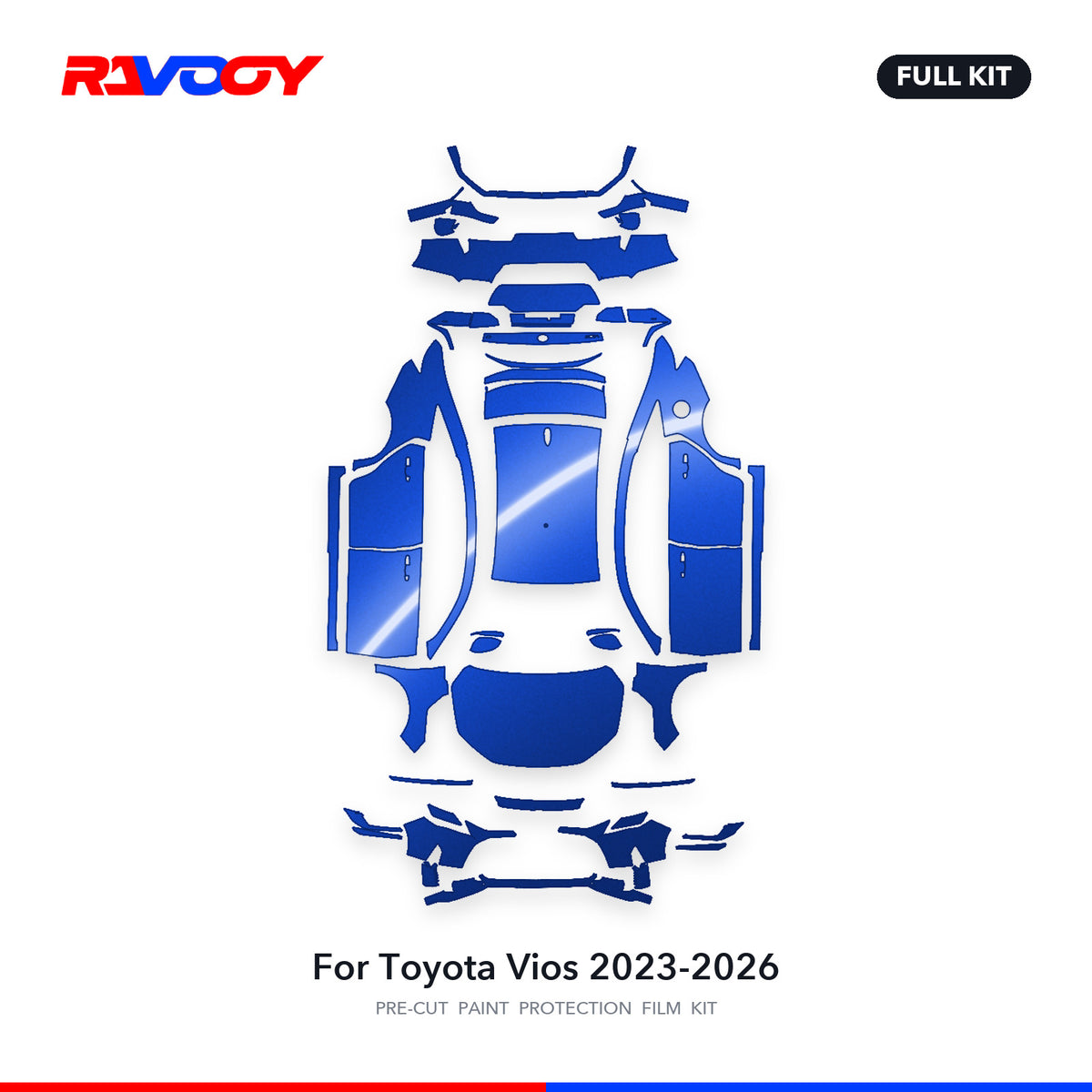 Full vehicle PPF pattern for 2023-2026 Toyota Vios