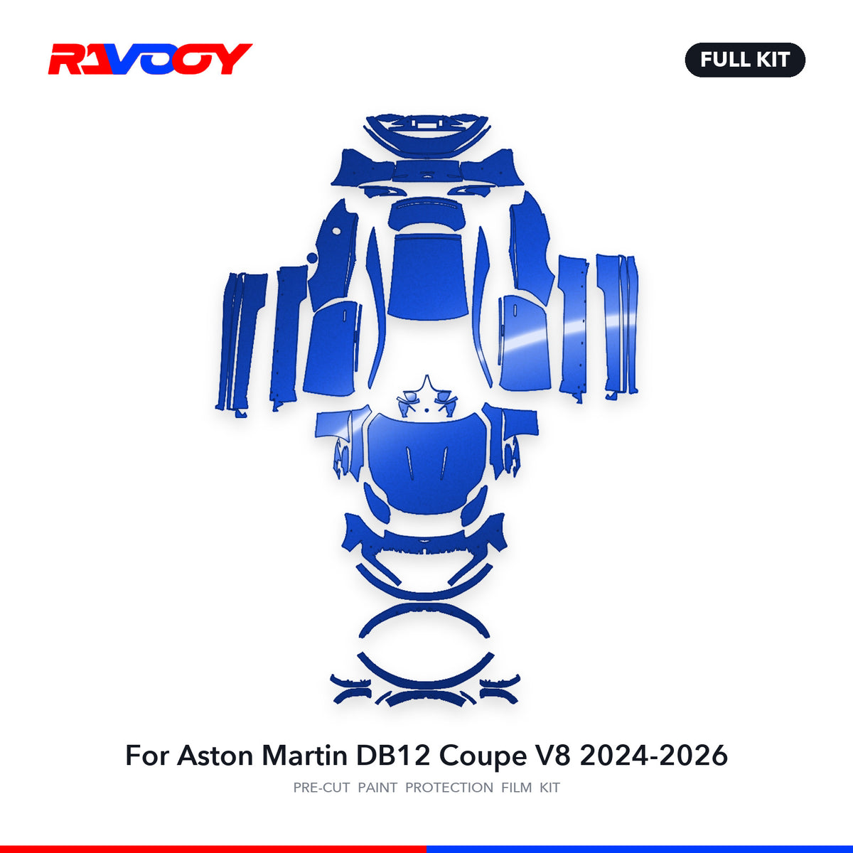 Full vehicle PPF pattern for 2024-2026 Aston Martin DB12 Coupe V8