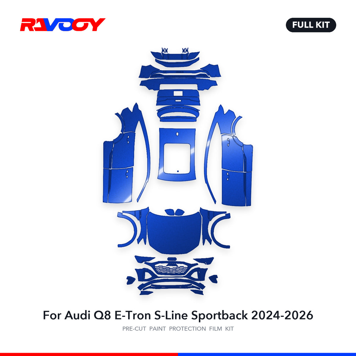 Full vehicle PPF pattern for 2024-2026 Audi Q8 E-Tron S-Line Sportback