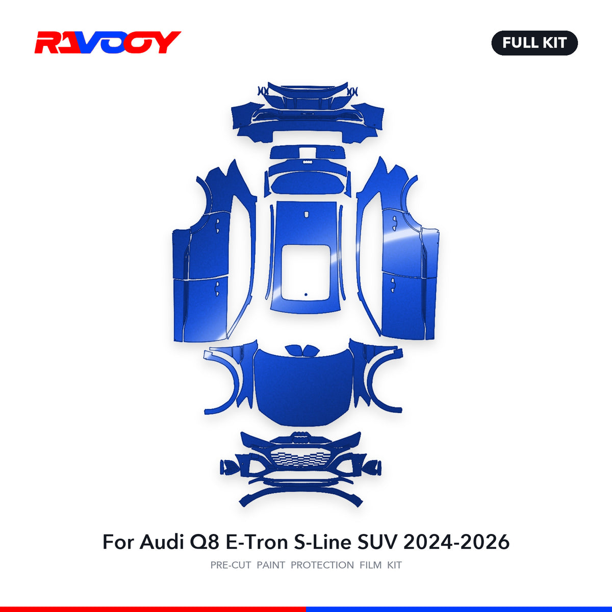 Full vehicle PPF pattern for 2024-2026 Audi Q8 E-Tron S-Line SUV